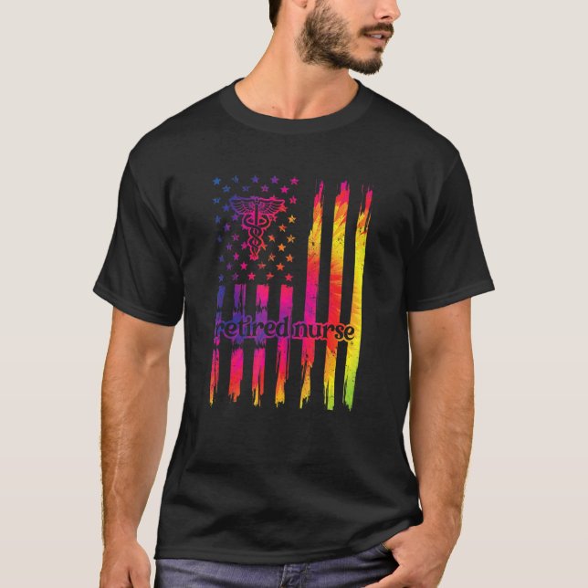 Proud Retrött Nurse Us Flagga Nurse Pension T Shirt (Framsida)