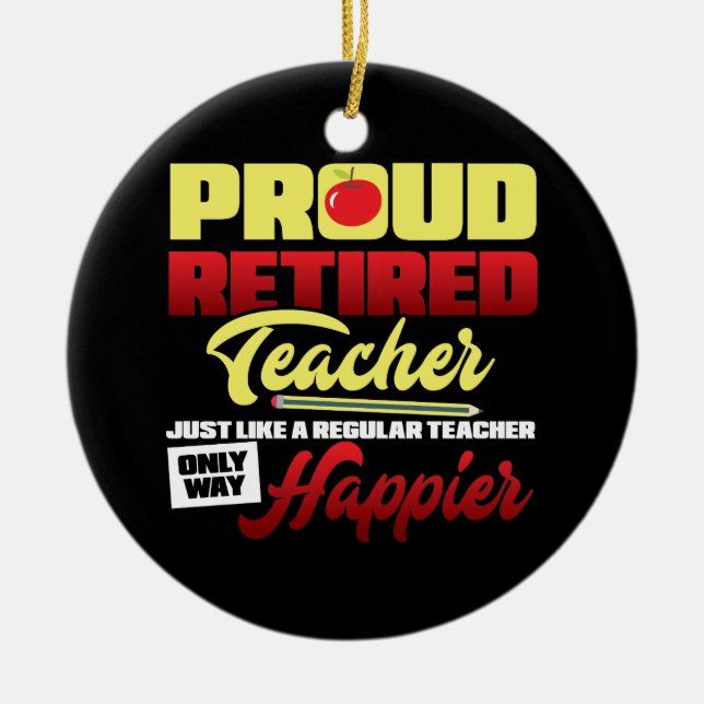 Proud Retrött Teacher Funny Julgransprydnad Keramik (Framsidan)
