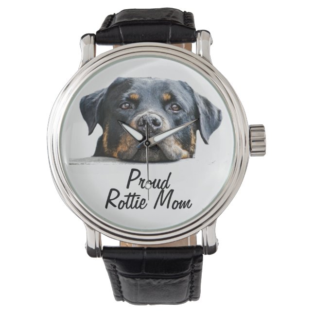 Proud Rottie Mamma Rottweiler Hund Ansikte Armbandsur (Framsida)