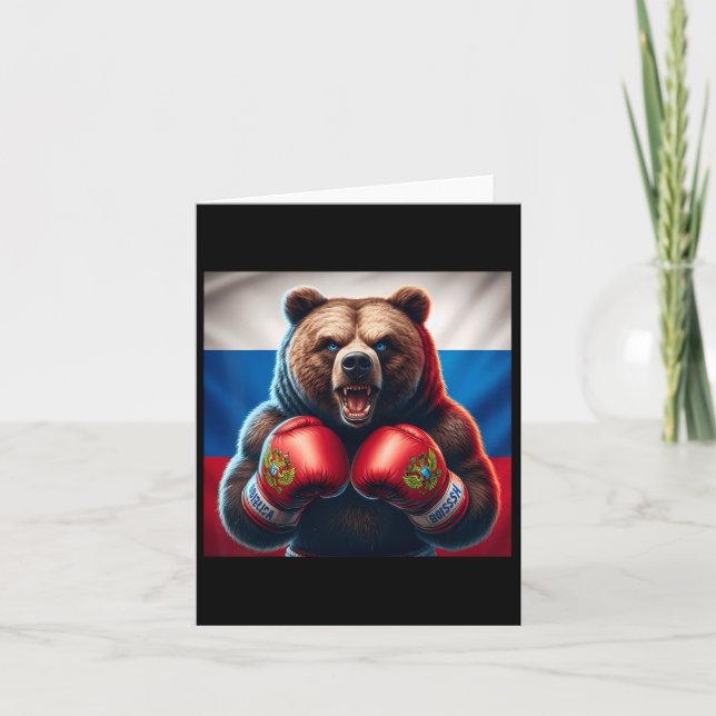 Proud Russian Bear Boxer Ryssland Kickboxer Boxing Kort (Framsida)
