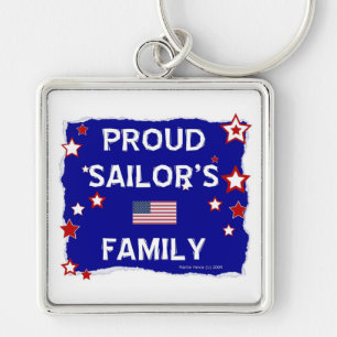 Proud Sailors familj Fyrkantig Silverfärgad Nyckelring