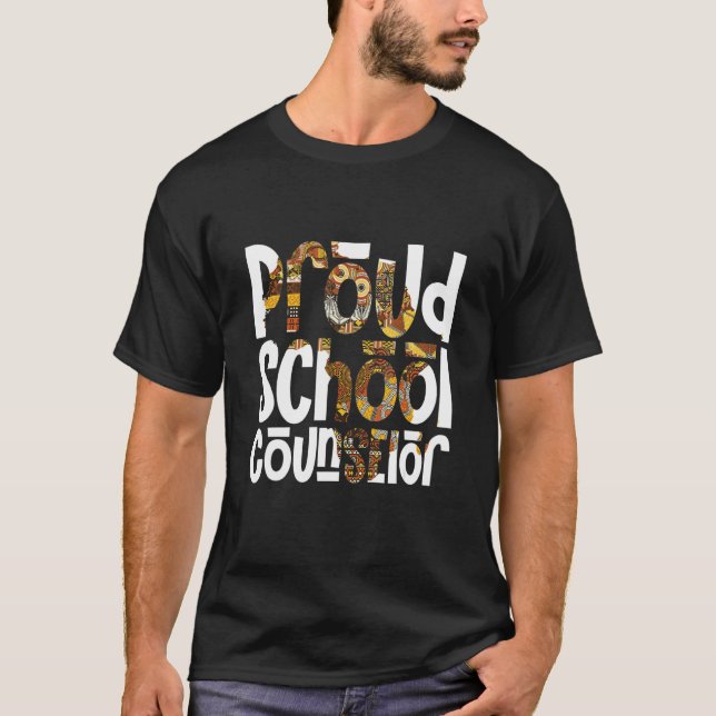 Proud School Counselor African Pride Black History T Shirt (Framsida)
