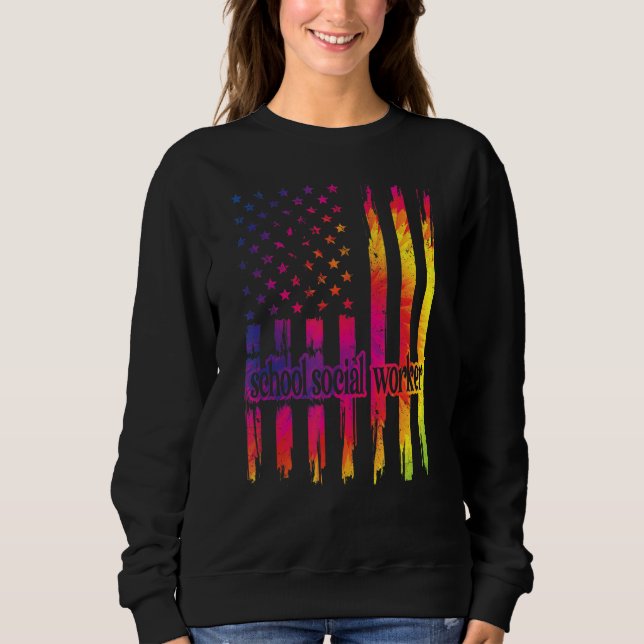 Proud School Social Worker US Flagga T Shirt (Framsida)