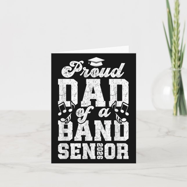 Proud Senior Band Pappa 2026 Senior Marching Band  Kort (Framsida)