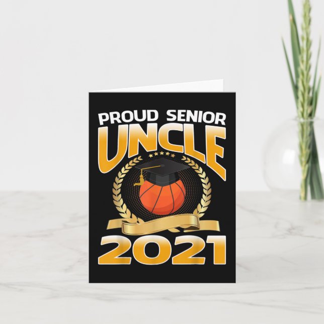 Proud Senior farbror 2021 Basketball Kort (Framsida)