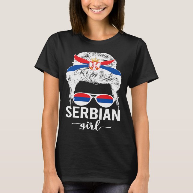 Proud Serbian Girl Serbian Flagga Serbiskt kultura T Shirt (Framsida)