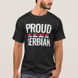 Proud Serbian Vintage Srbija Flagga Serbien T Shirt