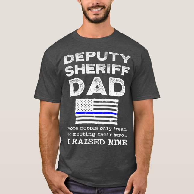 Proud sheriff Pappa Far Thin Blue Line T Shirt (Framsida)