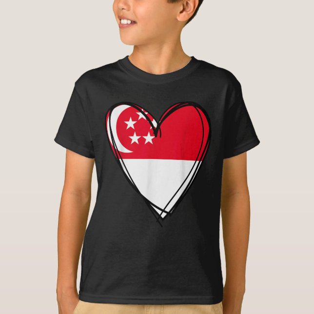 Proud Singarean Boy Girl Aunt Dad Mom Singare Flag T Shirt (Framsida)