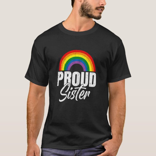 Proud Sister Ally LGBT Lesbian Gay Pride Month LGB T Shirt (Framsida)