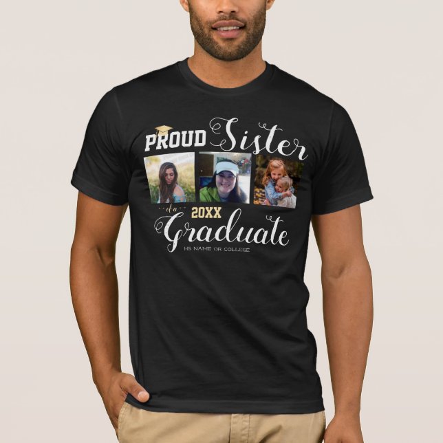 Proud Sister Class of Grad Cap T-Shirt (Framsida)