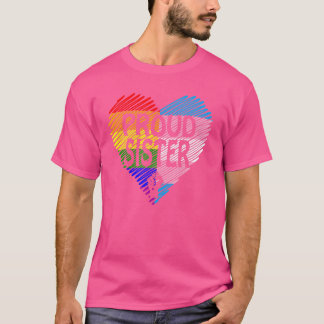 Proud Sister LGbt med Rainbow och Transgender FLA T Shirt