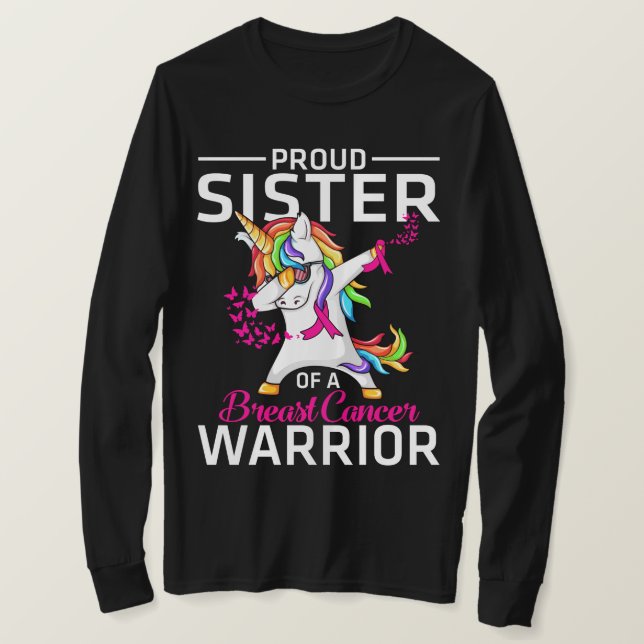 Proud SISTER Of A Breast Cancer Warrior Awareness  T Shirt (Design framsida)