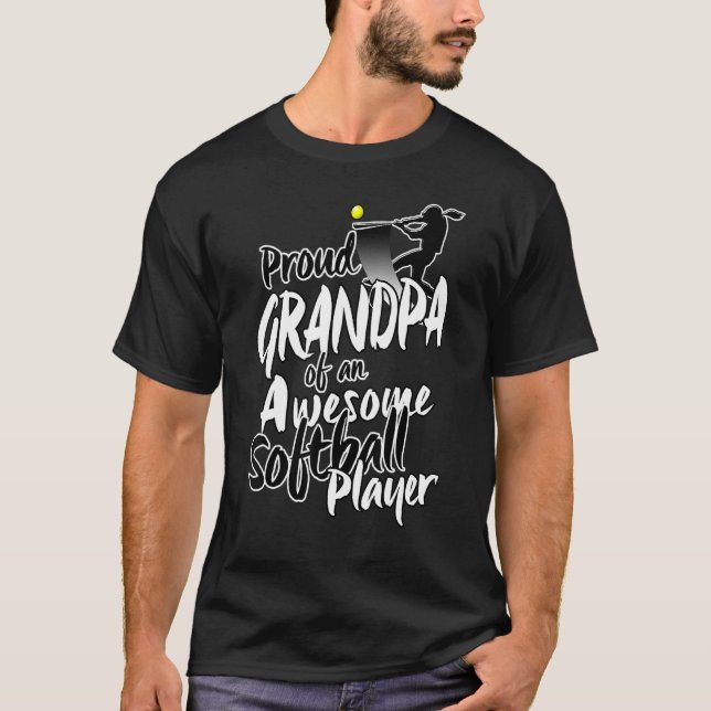 Proud Softball Grandpa För manar Boys Grandföräldr T Shirt (Framsida)