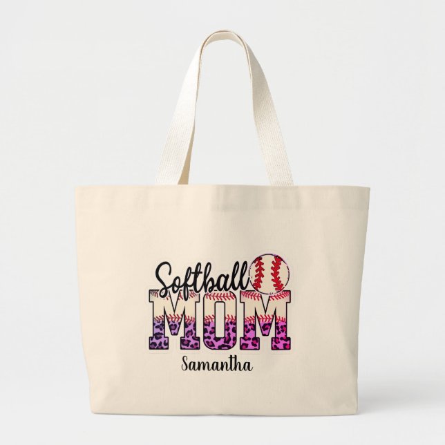 Proud Softball Mamma Life Jumbo Tygkasse (Framsidan)