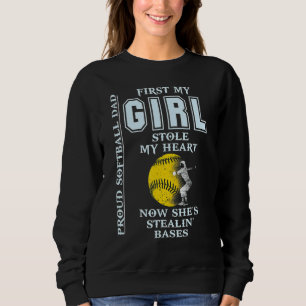 Proud Softball Pappa Girls slår mitt hjärta T Shirt