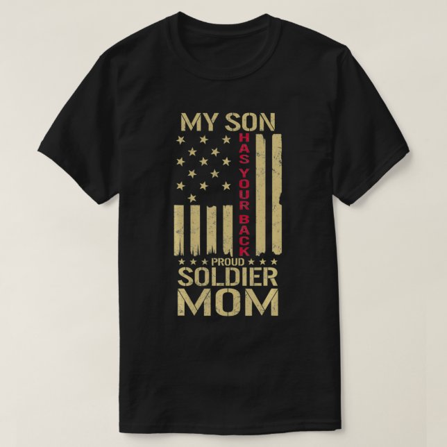 Proud Soldier Mamma Min son har ditt USA USA-USA T Shirt (Design framsida)