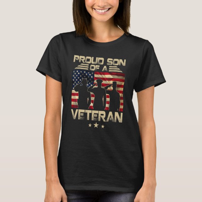 Proud Son Of A Veteran T Shirt (Framsida)