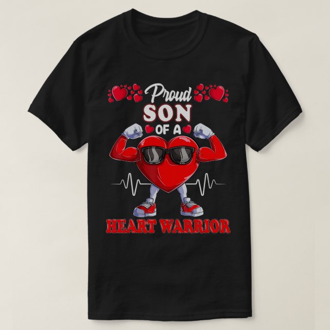 Proud Son till Heart Warrior CHD Awareness T Shirt (Design framsida)