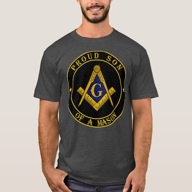 Proud son till Mason Freemason-symbolen Lewis PHA T Shirt (Framsida)