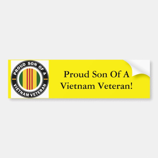 Proud Son till Vietnam Veteran Bumper Sticker Bildekal (Framsidan)