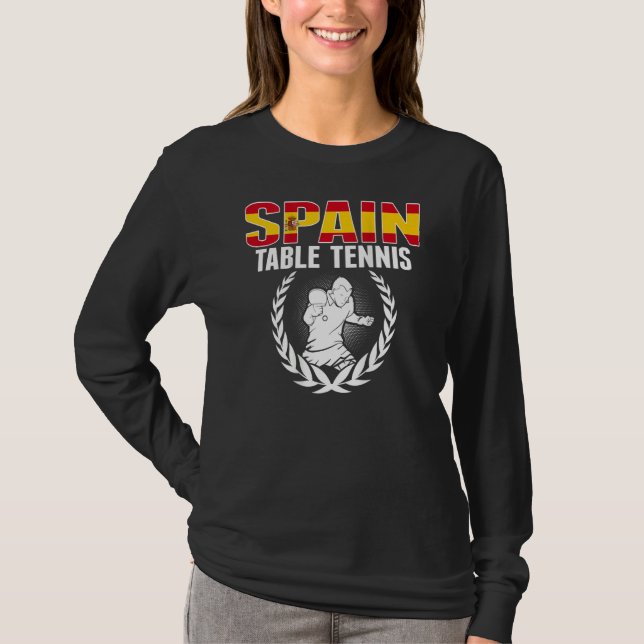 Proud Spain Table Tennis  Spanish Ping Pong Suppor T Shirt (Framsida)