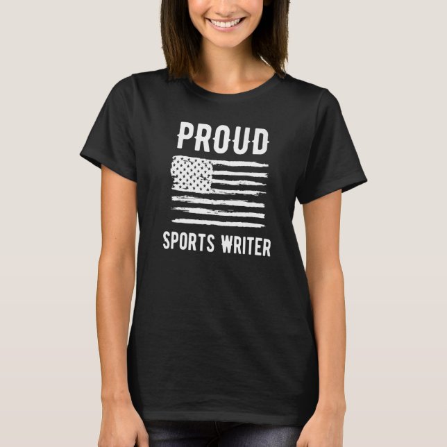Proud Sports Writer Profession American Flagga Pre T Shirt (Framsida)