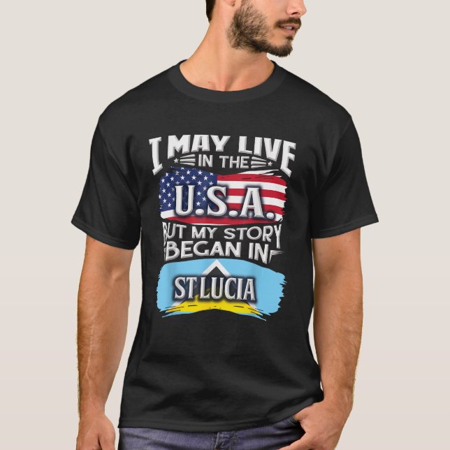 Proud St Lucia Roots T Shirt (Framsida)