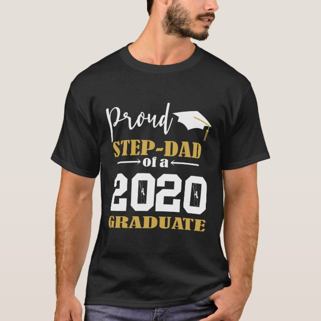 Proud Step Pappa av 2020 Student White T Shirt (Framsida)