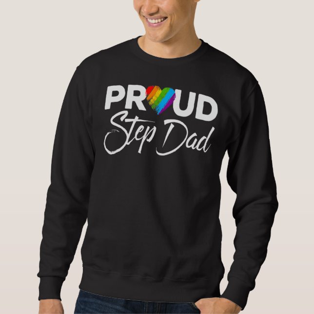 Proud Step Pappa Gay pride Month Lgbtq Lång Ärmad Tröja (Framsida)