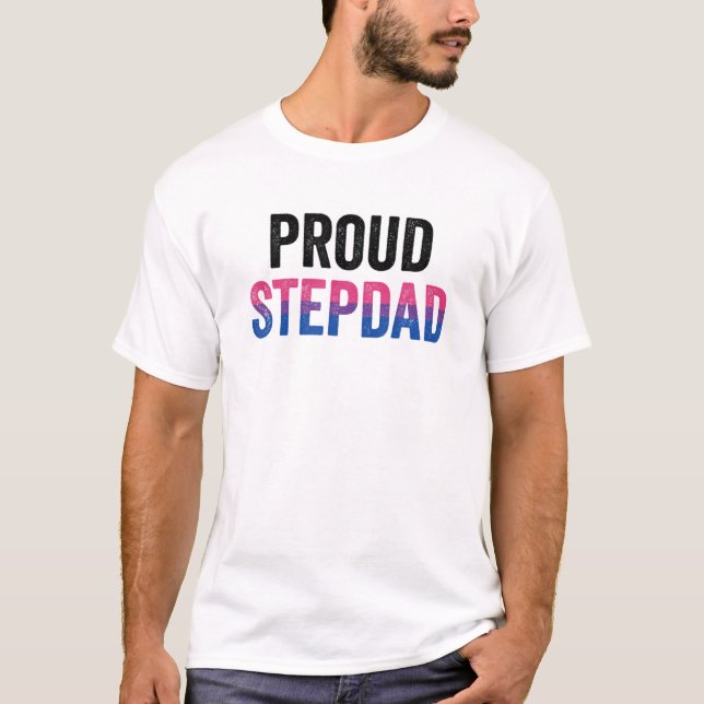 Proud Stepdad Gay pride Month LGBTQ Gifts Bisexual T Shirt (Framsida)