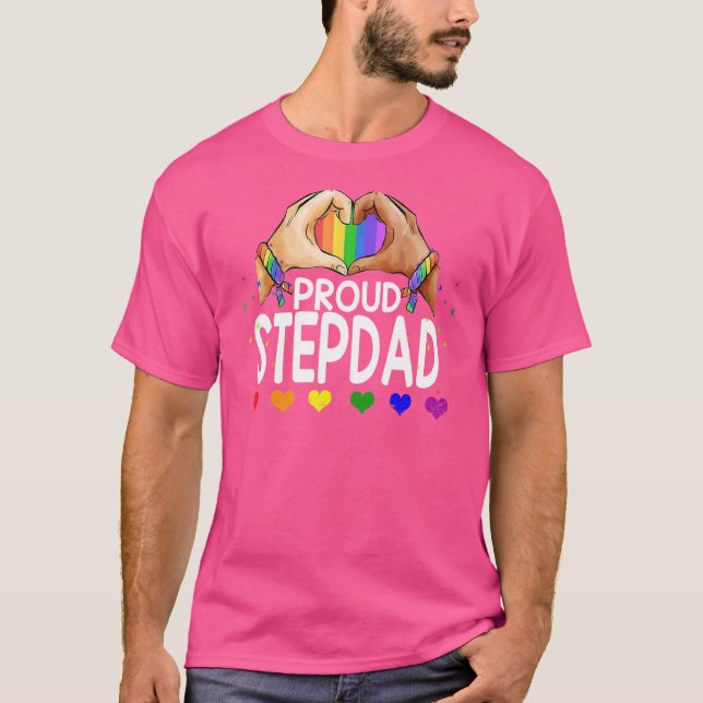 Proud Stepdad Lgbt Flagga Gay Lesbisk Pride Parad T Shirt (Framsida)