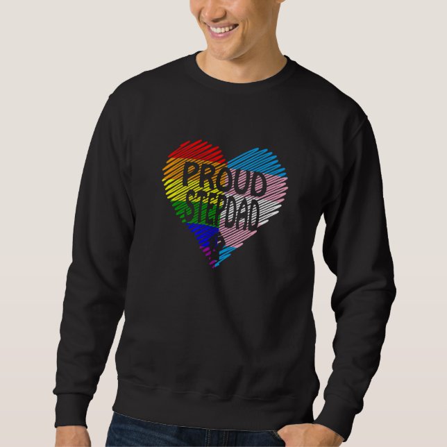 Proud Stepdad LGBT med Rainbow och Transgender Fl Lång Ärmad Tröja (Framsida)