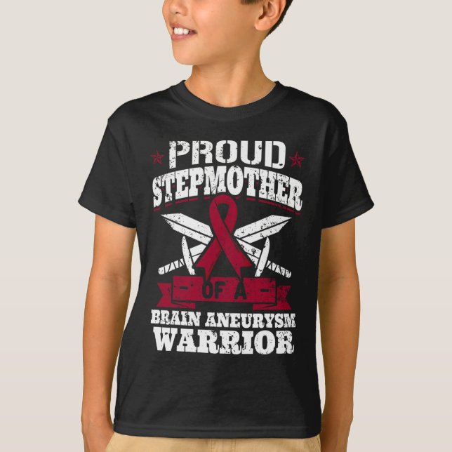 Proud Stepmor till en Brain Aneurysm Warrior Medve T Shirt (Framsida)