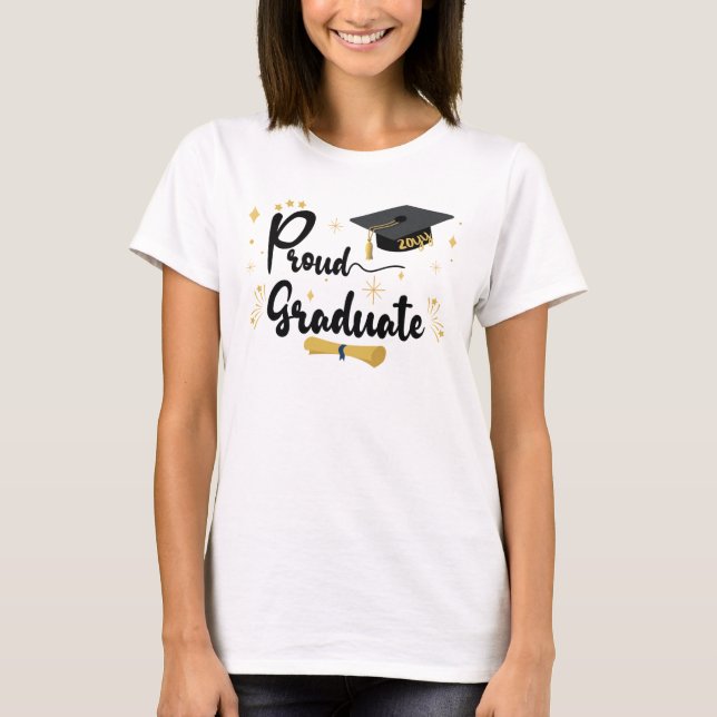 Proud Student | Bold Black Text Family Studenten T Shirt (Framsida)