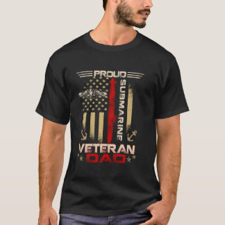 Proud Submarine Veteran Pappa US Flagga Patrioitc  T Shirt