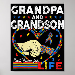 Proud Support Autism Grandpa och Grandson Autism A Poster