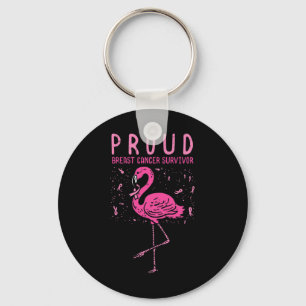 Proud Survivor Flamingo Rosa Breast Cancer Awarene Nyckelring