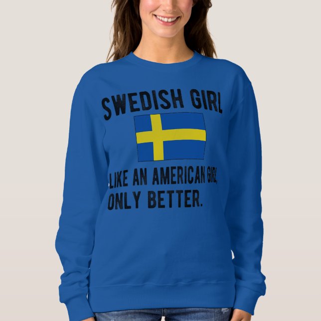 Proud Swedish Girl Sweden Flag Swedish Roots  T Shirt (Framsida)