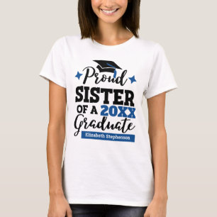 Proud Syster med 2022 student svart blått lock T- T Shirt