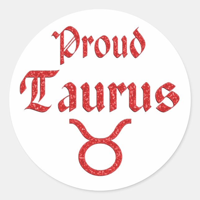 Proud Taurus Runt Klistermärke (Framsida)