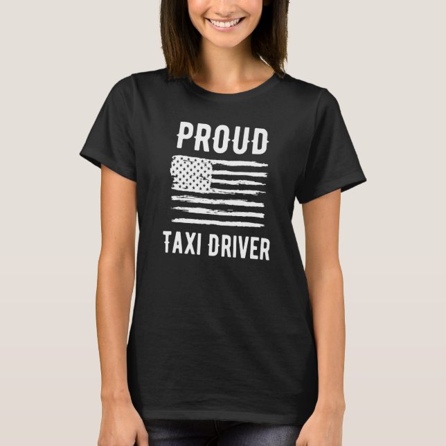 Proud Taxi Driver Profession American Flag Premium T Shirt (Framsida)