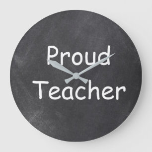 Proud Teacher Chalkboard Design Gift Idea Stor Klocka