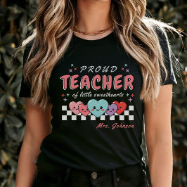 Proud Teacher of Sweethearts Valentine Day Black T Shirt