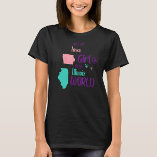 Proud tjej Design Bara en Iowa-flicka i Illinois T Shirt
