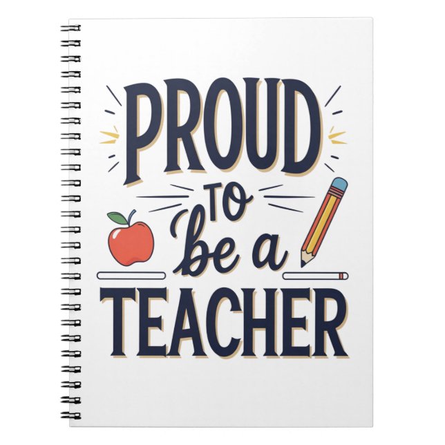 Proud to Be a Teacher – Playful Typography Anteckningsbok (Framsidan)