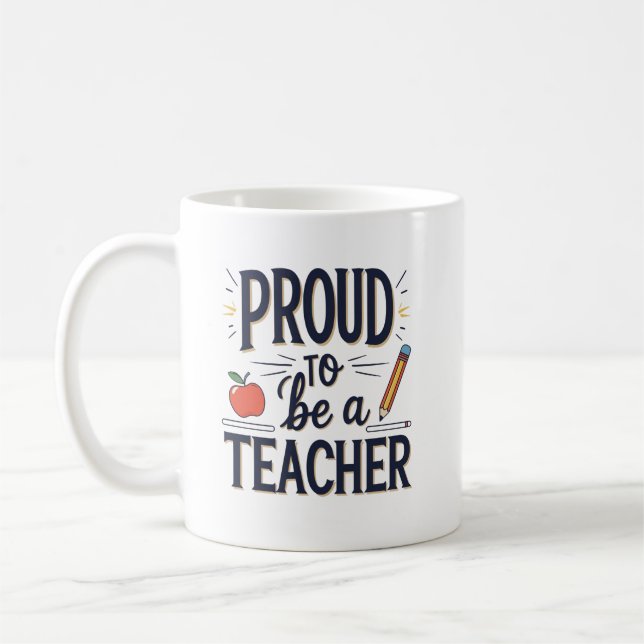Proud to Be a Teacher – Playful Typography Kaffemugg (Vänster)