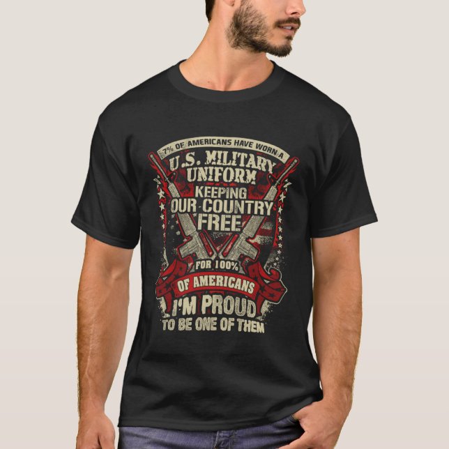 Proud to be American military veteran day T Shirt (Framsida)