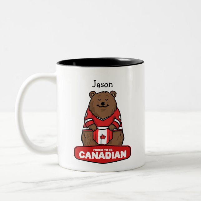 Proud To Be Canadian Bear Två-Tonad Mugg (Vänster)