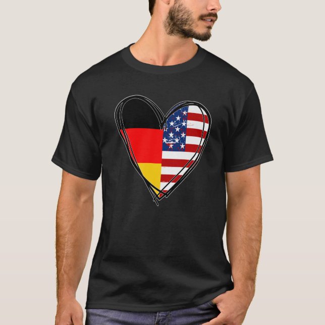 Proud to Be German American Cool Germany US Flag H T Shirt (Framsida)